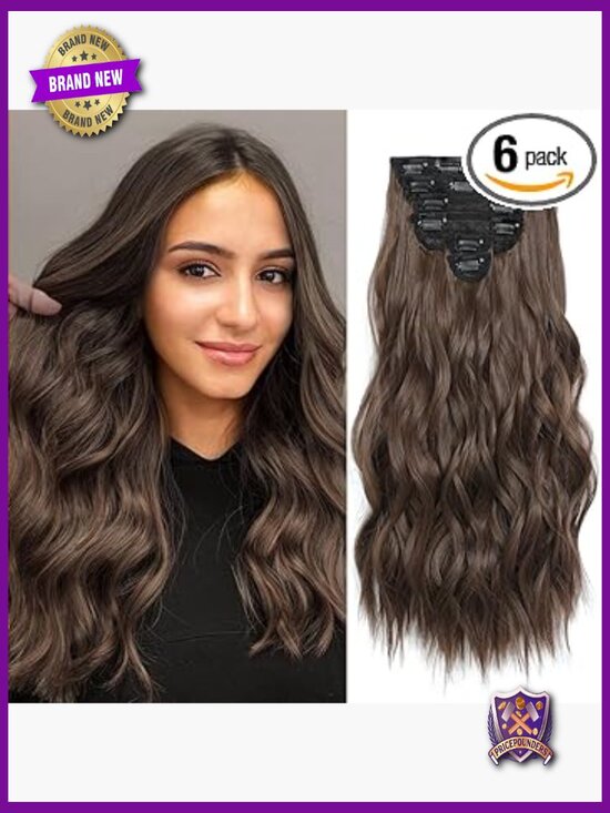 20 inch Wavy Clip In Hair Extensions 6PCS Thick Tangle Free Synthetic main image 5